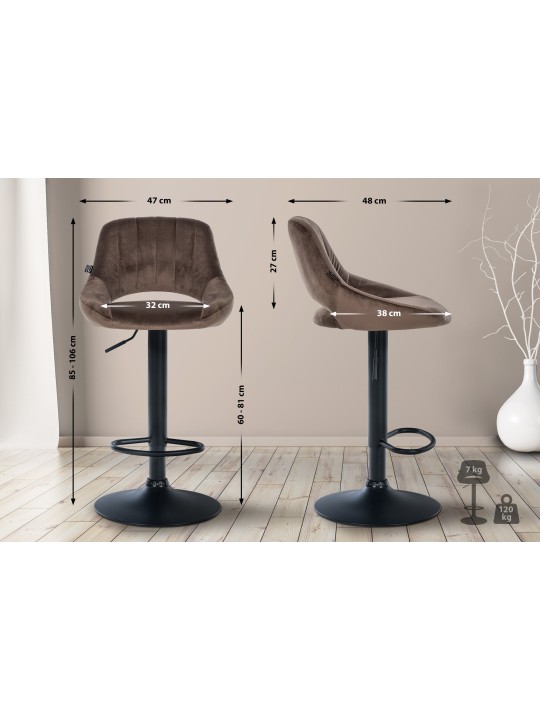 Sæt med 2 barstole Milet velvet B, brun