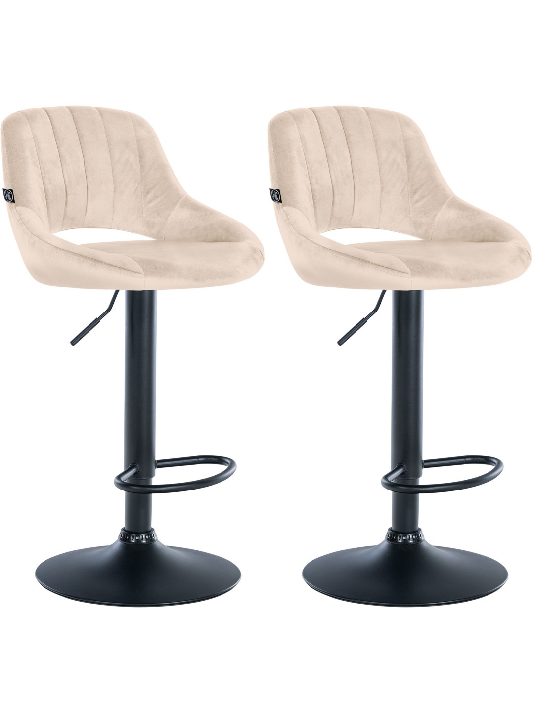 Sæt med 2 barstole Milet velvet B, creme
