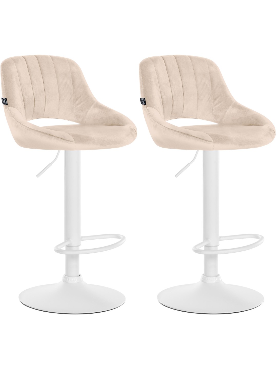 Sæt med 2 barstole Milet velvet W, creme