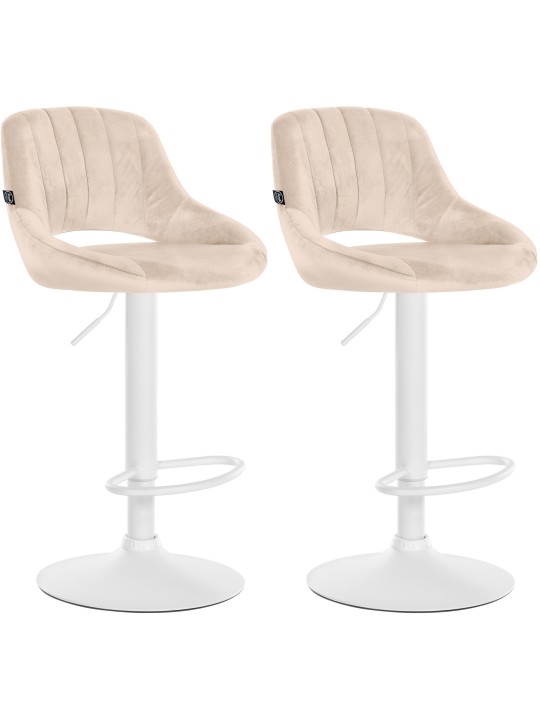 Sæt med 2 barstole Milet velvet W, creme