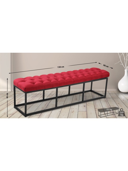 Bænk Amun stof 150 cm, rød