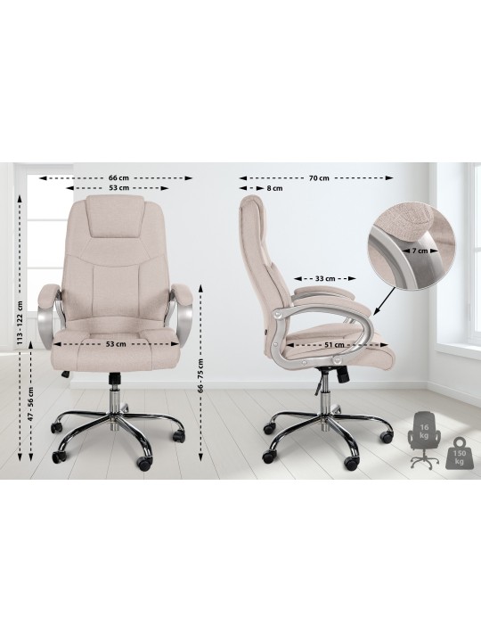 Kontorstol BIG Apollo stof, creme