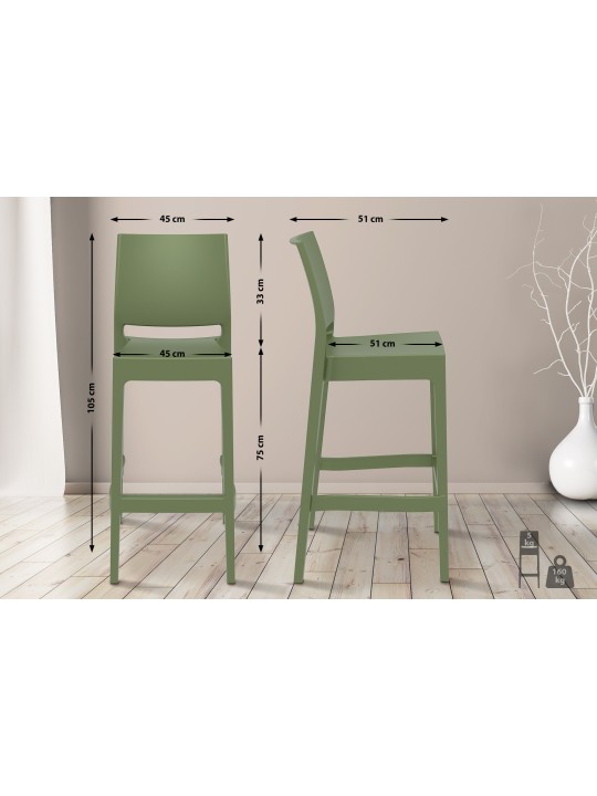Barstol Maya, olivengrøn