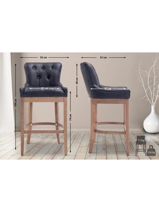 Barstol Lakewood ægte læder, antik lys, sort Barstol Lakewood ægte læder, antik lys, sort