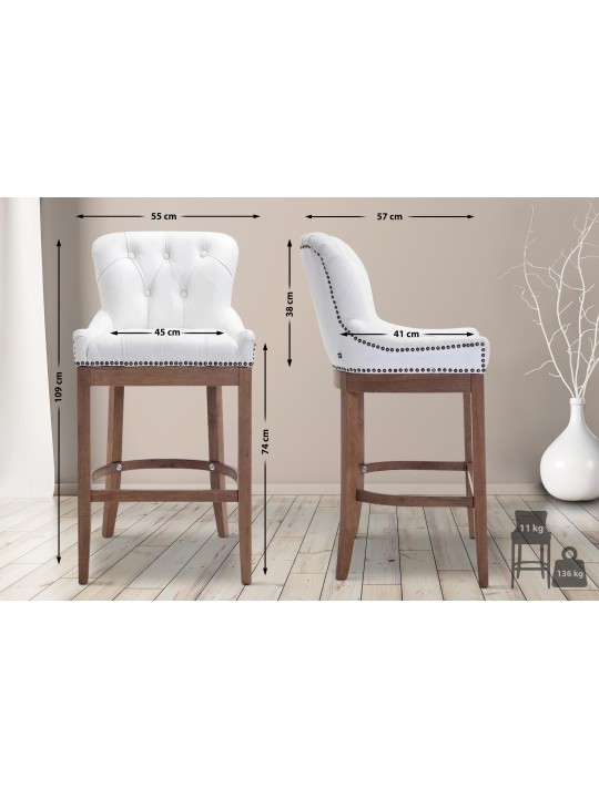 Barstol Lakewood ægte læder, antik lys, hvid Barstol Lakewood ægte læder, antik lys, hvid