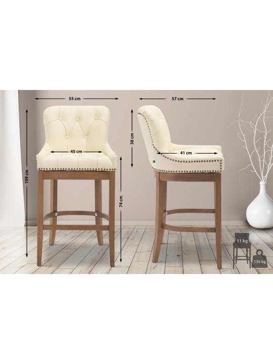 Barstol Lakewood ægte læder, antik lys, creme Barstol Lakewood ægte læder, antik lys, creme