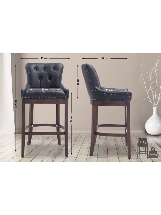 Barstol Lakewood ægte læder, antik, sort Barstol Lakewood ægte læder, antik, sort