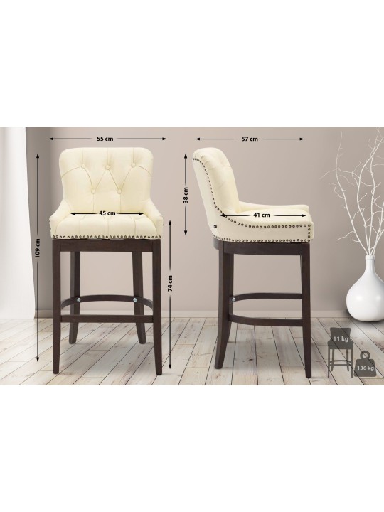 Barstol Lakewood ægte læder, antik, creme