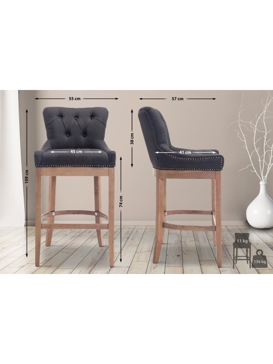 Barstol Lakewood stof, antik lys, mørkegrå Barstol Lakewood stof, antik lys, mørkegrå