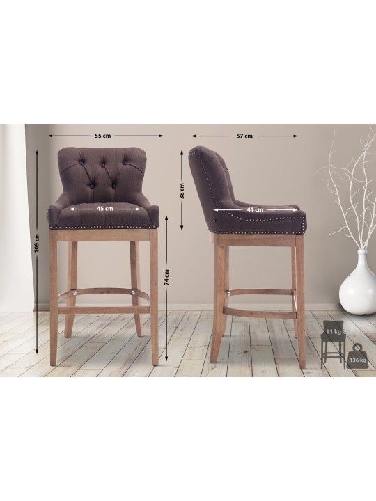 Barstol Lakewood stof, antik lys, brun Barstol Lakewood stof, antik lys, brun