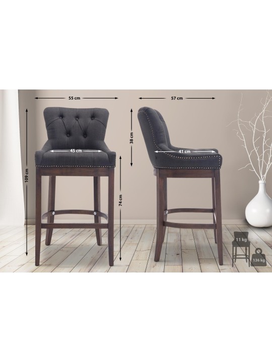 Barstol Lakewood stof, antik, mørkegrå Barstol Lakewood stof, antik, mørkegrå