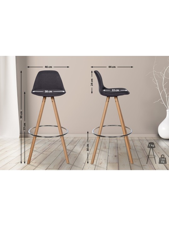 Barstol Corbin stof rund natur, mørkegrå Barstol Corbin stof rund natur, mørkegrå