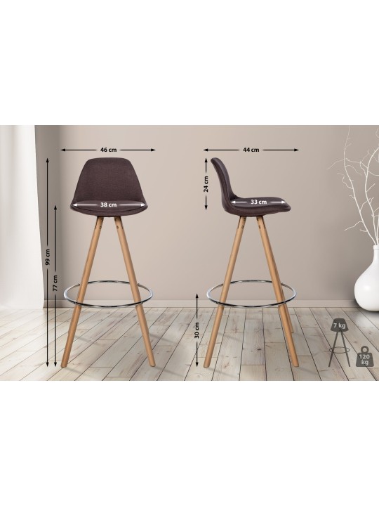 Barstol Corbin stof rund natur, brun Barstol Corbin stof rund natur, brun