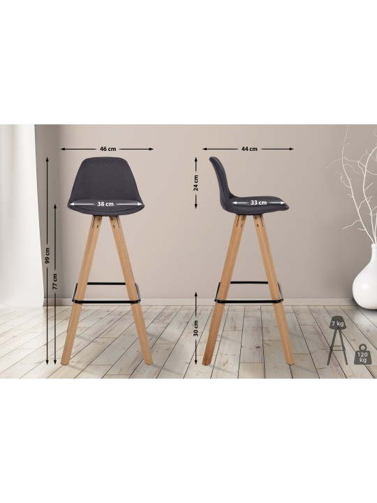 Barstol Corbin stof Firkantet natura, mørkegrå Barstol Corbin stof Firkantet natura, mørkegrå