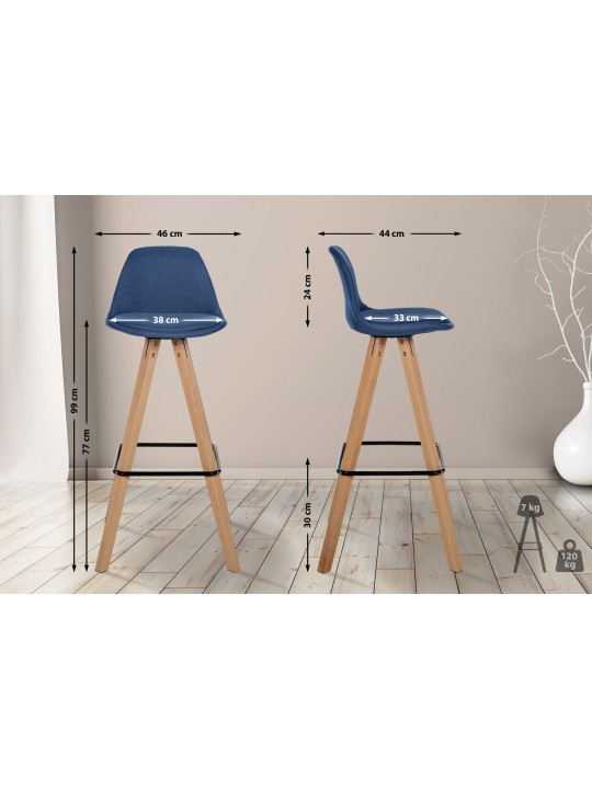 Barstol Corbin stof Firkantet natura, blå Barstol Corbin stof Firkantet natura, blå