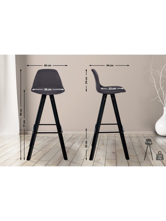 Barstol Corbin stof Firkantet, mørkegrå