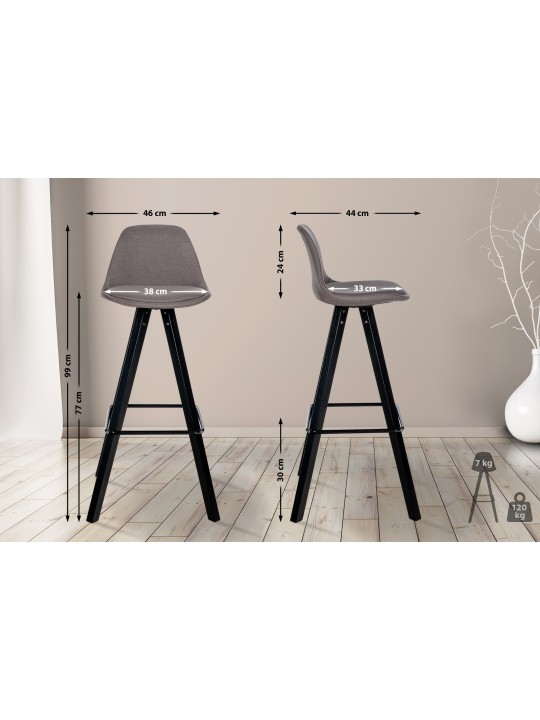 Barstol Corbin stof Firkantet, taupe Barstol Corbin stof Firkantet, taupe