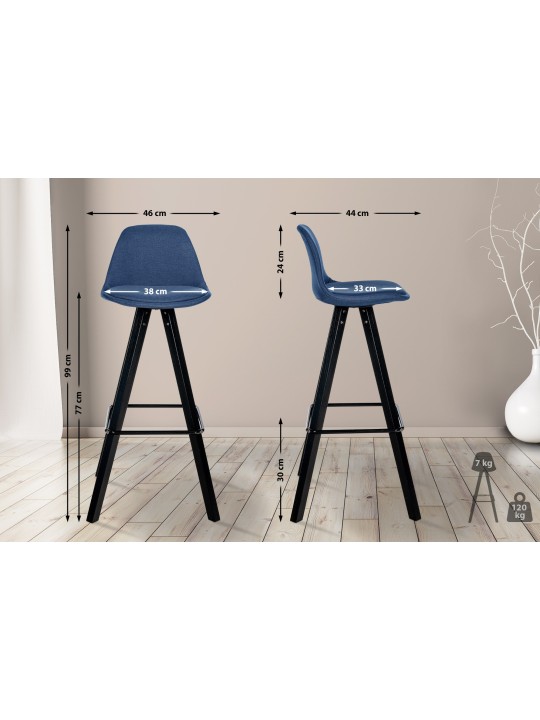 Barstol Corbin stof Firkantet, blå