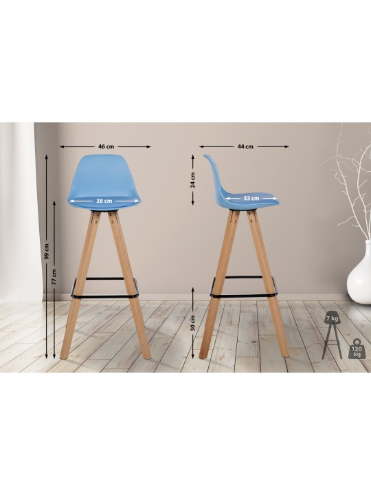 Barstol Corbin imiteret læder Square natura, blå