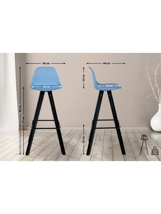 Barstol Corbin imiteret læder Square, blå