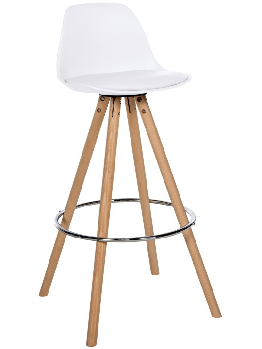 Barstol Corbin imiteret læder rund natur, hvid