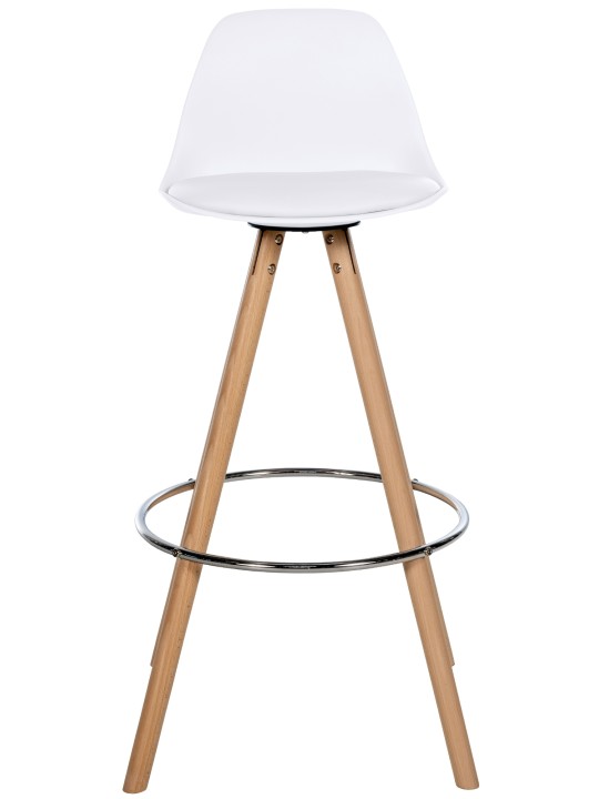 Barstol Corbin imiteret læder rund natur, hvid