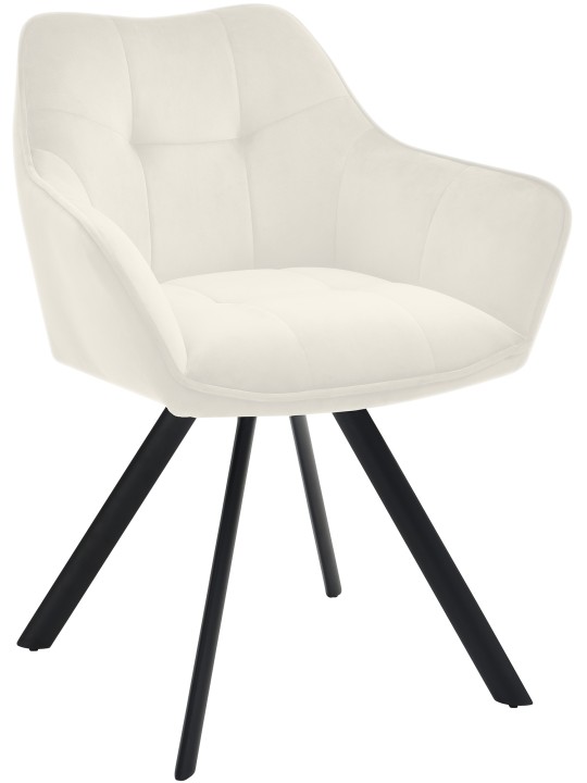 Scott spisestuestol i fløjl, creme