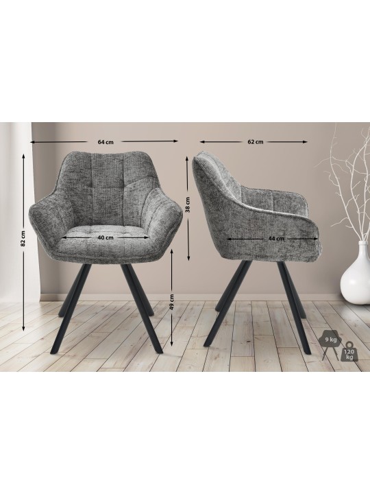 Scott spisestuestol, mørkegrå Scott spisestuestol, mørkegrå