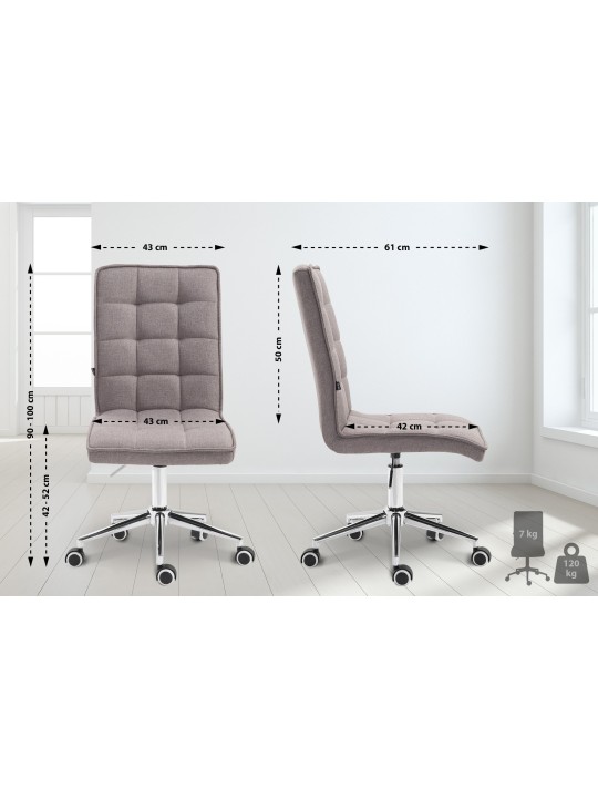 Arbejdsskammel Peking V2 stof, lysegrå