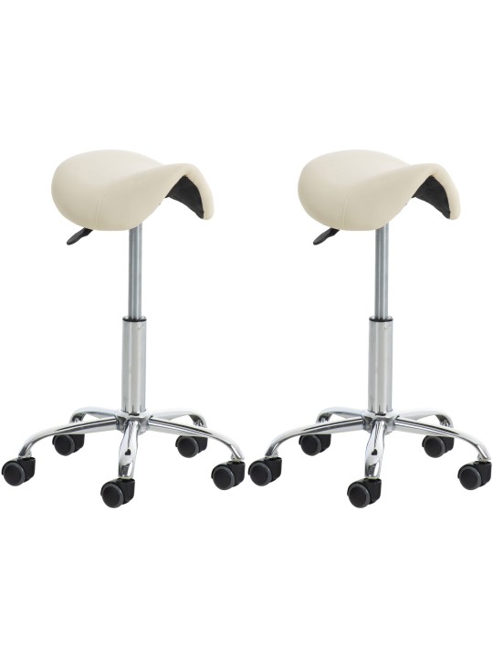 Sæt med 2 arbejdsskamler Reno imiteret læder, creme