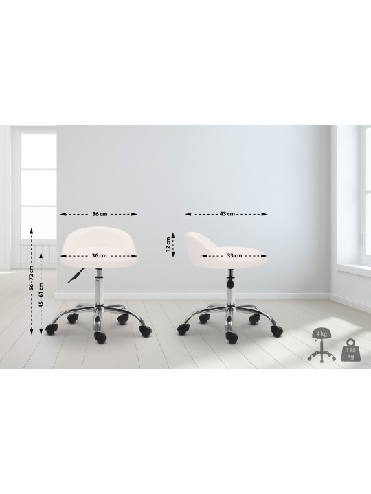 Arbejdsskammel Teramo imiteret læder, hvid