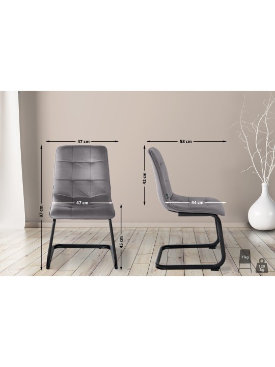 Sæt med 2 spisestuestole Vermont velvet, mørkegrå Sæt med 2 spisestuestole Vermont velvet, mørkegrå