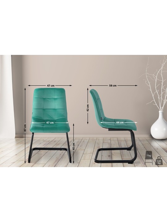 Sæt med 2 spisestuestole Vermont velvet, grøn Sæt med 2 spisestuestole Vermont velvet, grøn