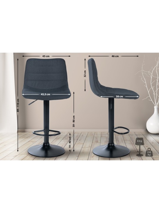 Sæt med 2 barstole Lex stof B, mørkegrå Sæt med 2 barstole Lex stof B, mørkegrå
