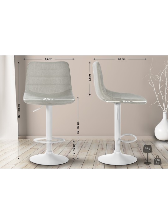 Sæt med 2 barstole Lex stof W, creme
