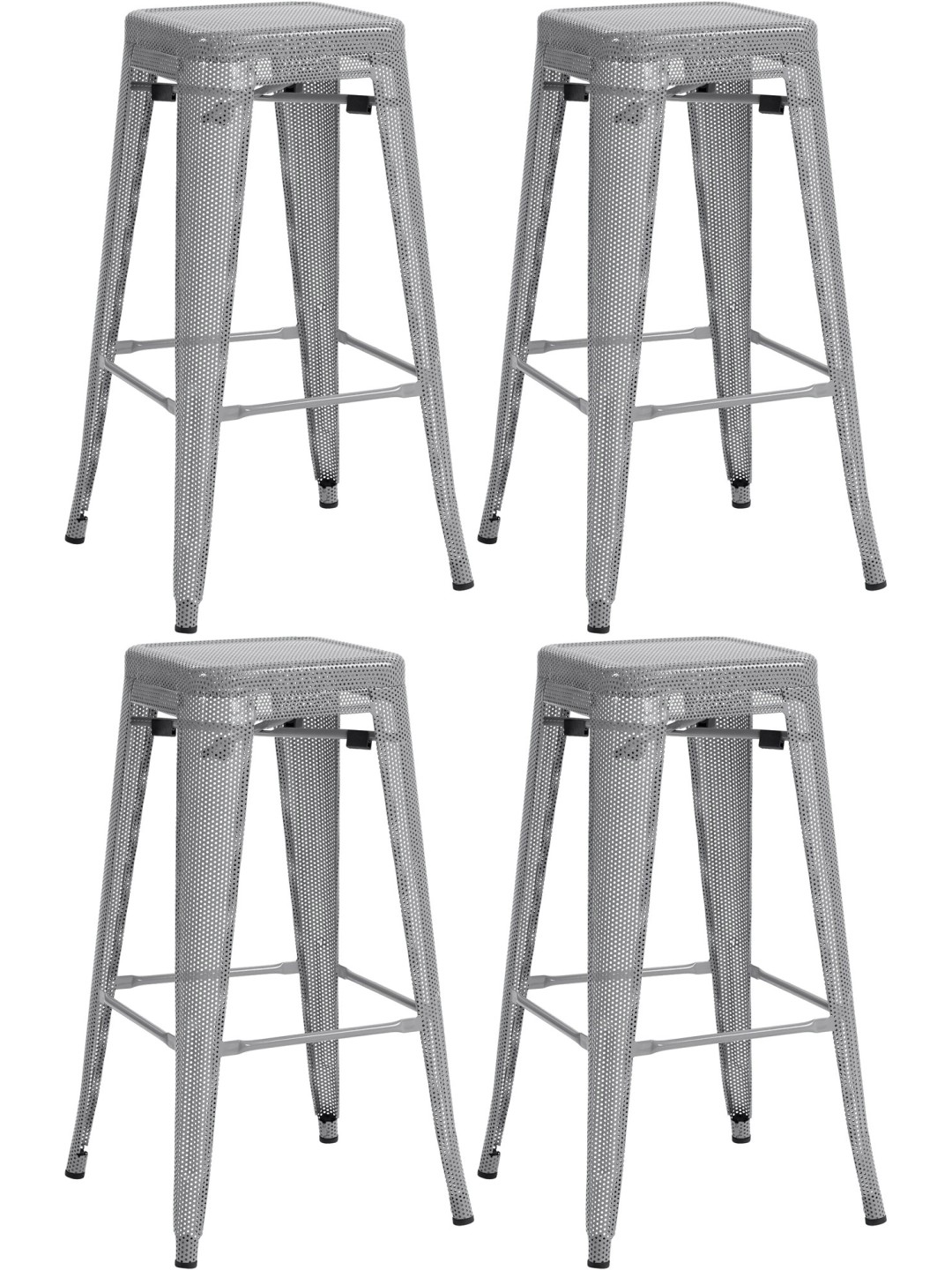 Sæt med 4 barstole Fletcher, sølv