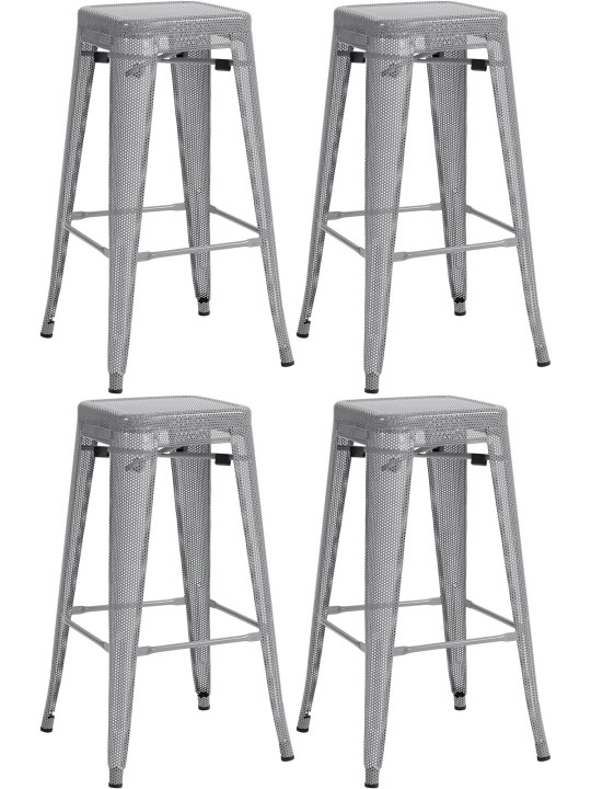 Sæt med 4 barstole Fletcher, sølv