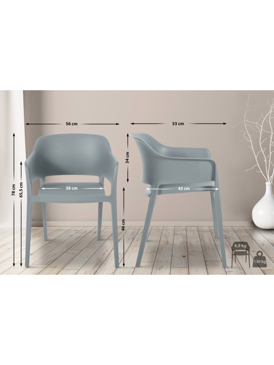 Stabelstol Puebla, grå