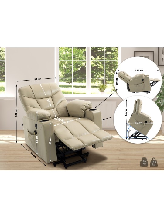 Lænestol Andover imiteret læder, creme