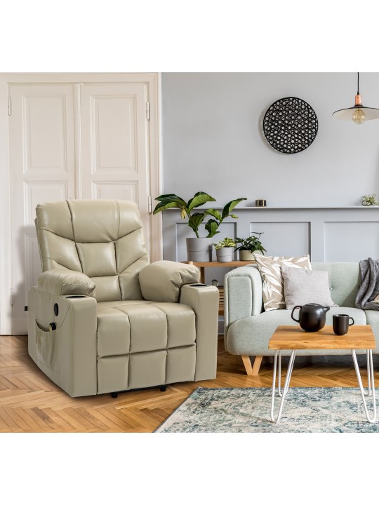 Lænestol Andover imiteret læder, creme