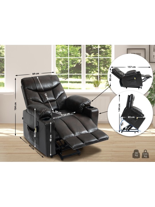 Lænestol Andover imiteret læder, brun