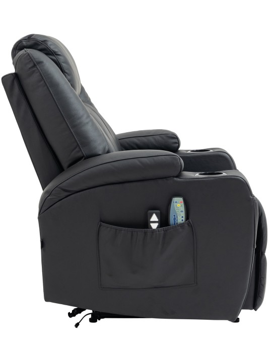 Hepler lænestol med massagefunktion ægte læder, sort Hepler lænestol med massagefunktion ægte læder, sort