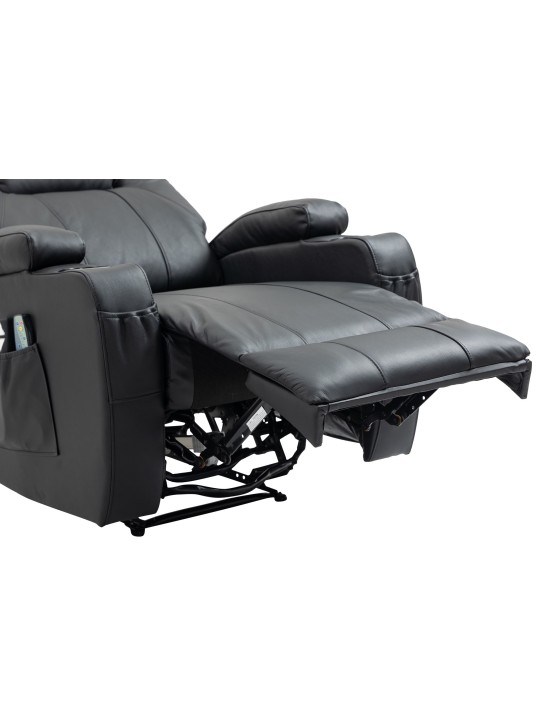 Hepler lænestol med massagefunktion ægte læder, sort Hepler lænestol med massagefunktion ægte læder, sort