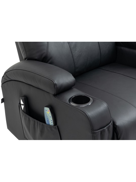 Hepler lænestol med massagefunktion ægte læder, sort Hepler lænestol med massagefunktion ægte læder, sort