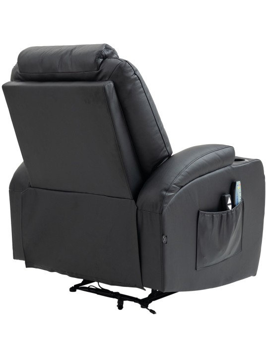 Hepler lænestol med massagefunktion ægte læder, sort Hepler lænestol med massagefunktion ægte læder, sort