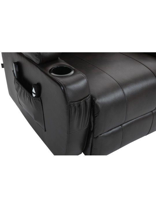 Hepler lænestol med massagefunktion i imiteret læder, brun