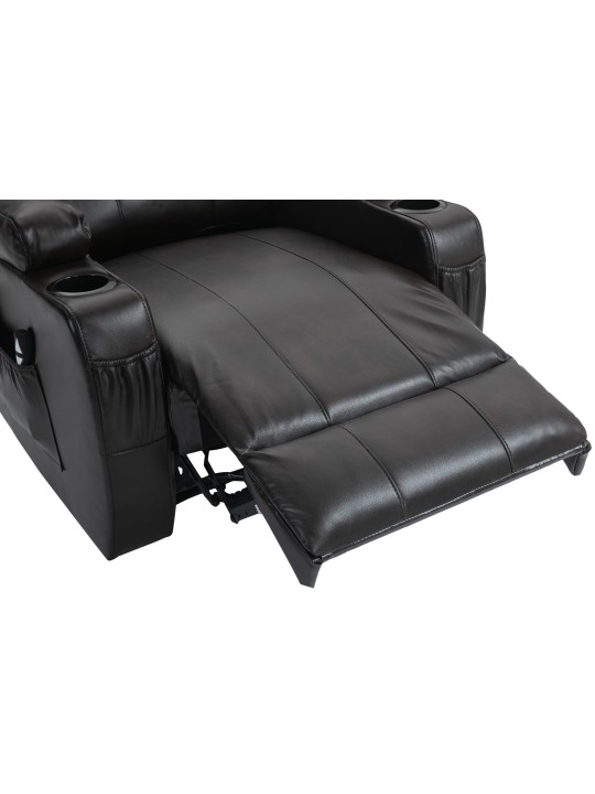 Hepler lænestol med massagefunktion i imiteret læder, brun