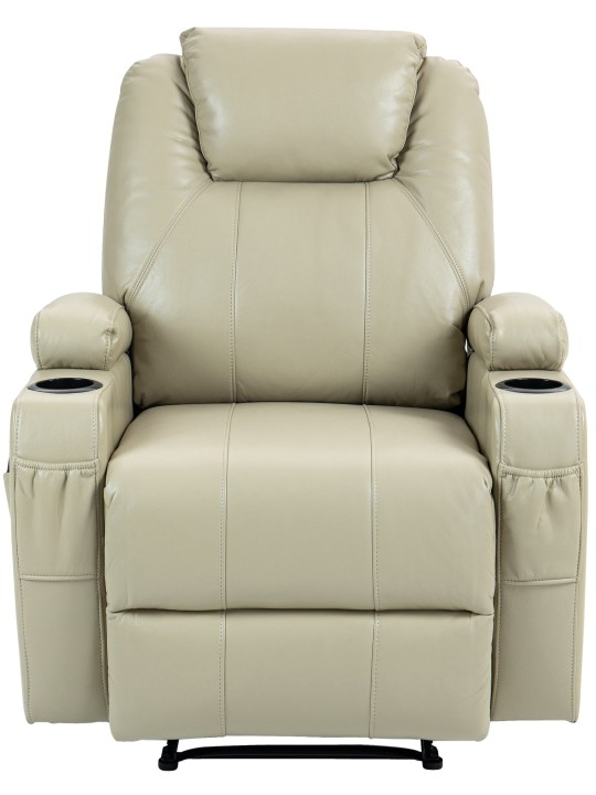 Hepler lænestol med massagefunktion i imiteret læder, creme