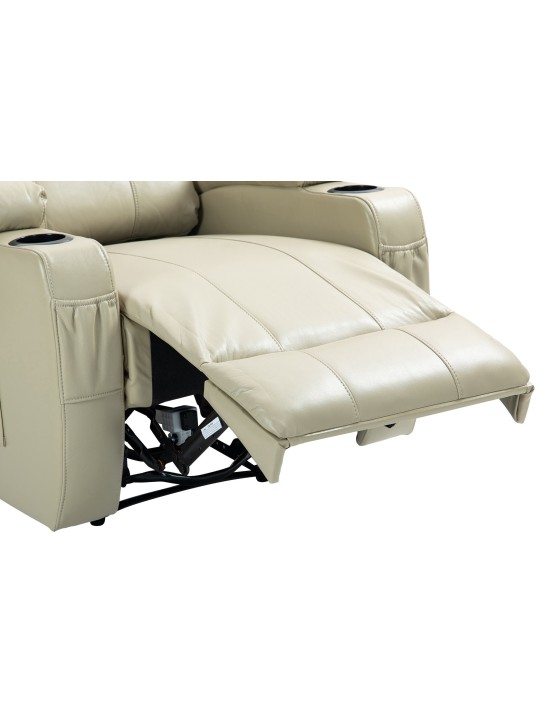 Hepler lænestol med massagefunktion i imiteret læder, creme