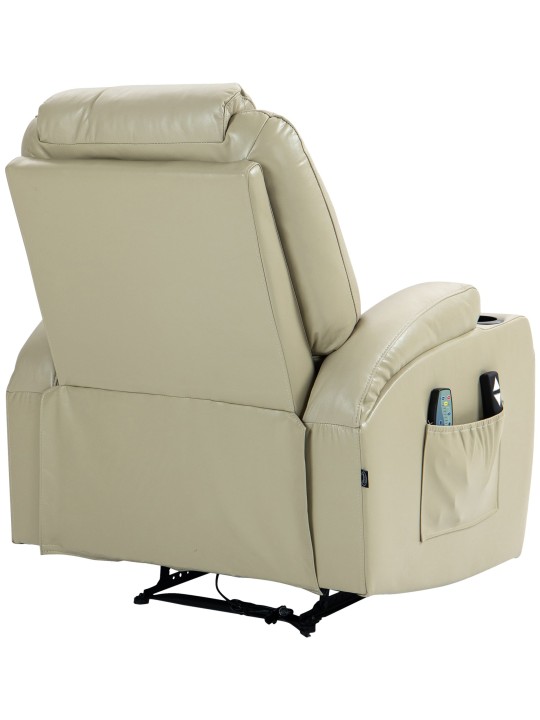Hepler lænestol med massagefunktion i imiteret læder, creme